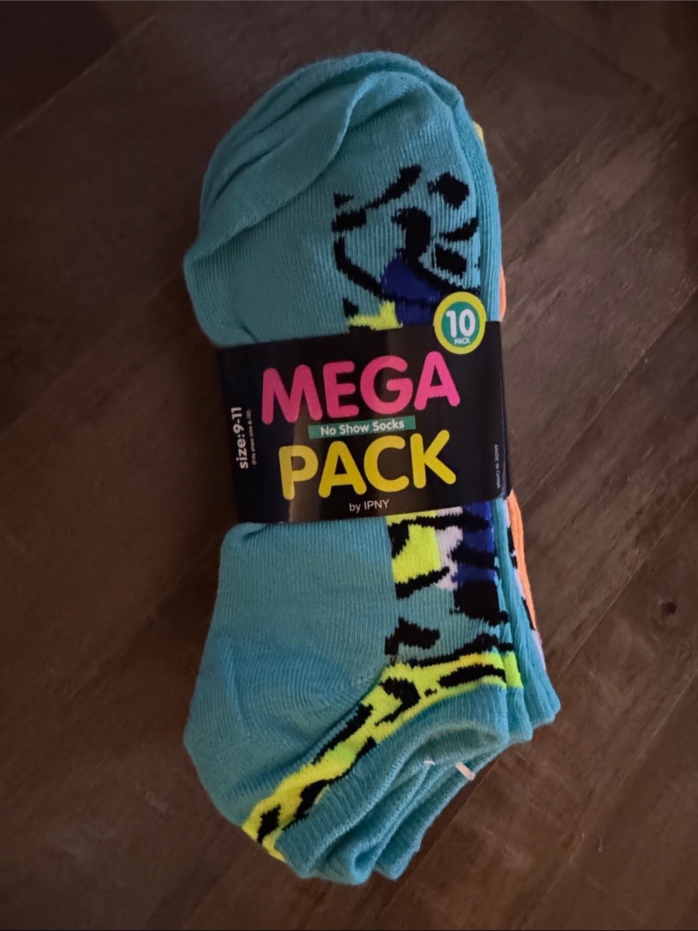 MEGA PACK Women’s No-Show Socks - Teal Pattern (10 Pack) NEW